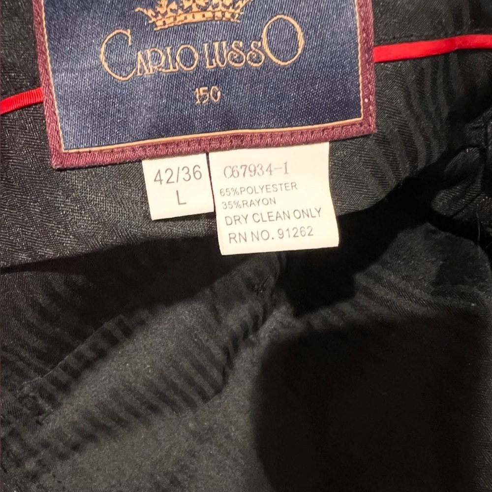 Carlo Lusso 2 Button Solid Black Pin Striped Men'… - image 7